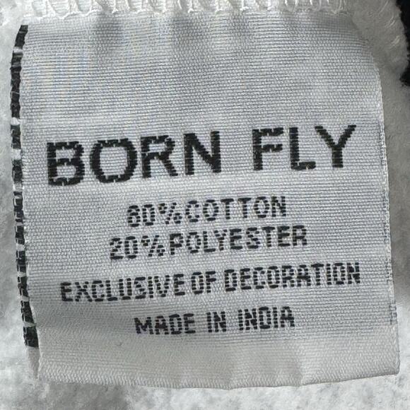 Born Fly Hoodie XL Black White Split Logo Graphic The World Is Yours Pullover - Picture 9 of 10